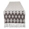 Contemporary Home Living Diamond and Chindi Weaves Table Runner with Tassels - 72" - Brown and Beige